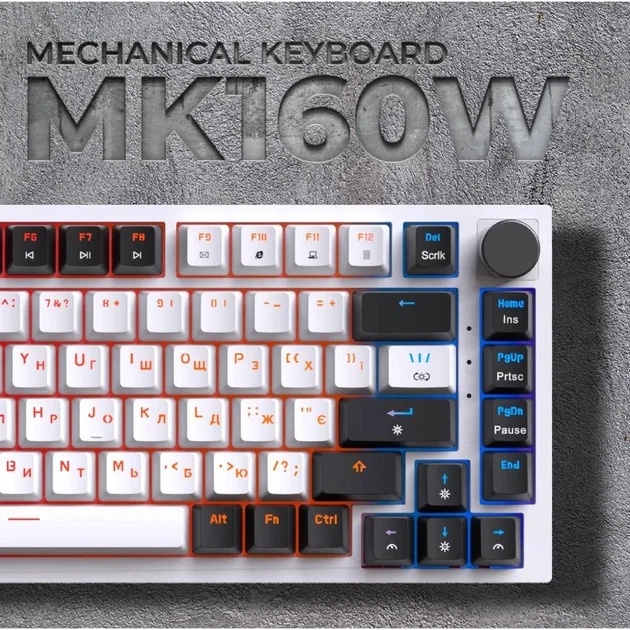Клавіатура USB GamePro MK160W Hot-Swap Red Swich RGB UA White (MK160W) UA - Фото 6 Клавіатура USB GamePro MK160W Hot-Swap Red Swich RGB UA White (MK160W) UA - зображення 6