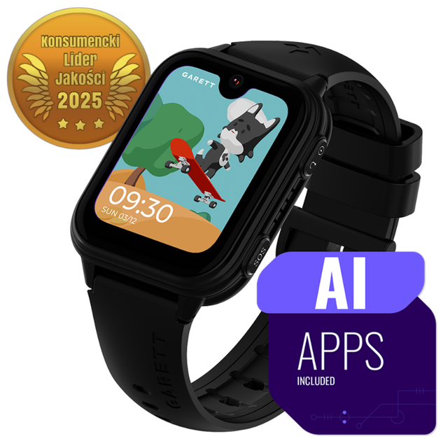 Smartwatch Garett Kids Vibe AI 4G Czarny (VIBE_AI_BLACK) - Zdjęcie 1 Smartwatch Garett Kids Vibe AI 4G Czarny (VIBE_AI_BLACK) - obraz 1