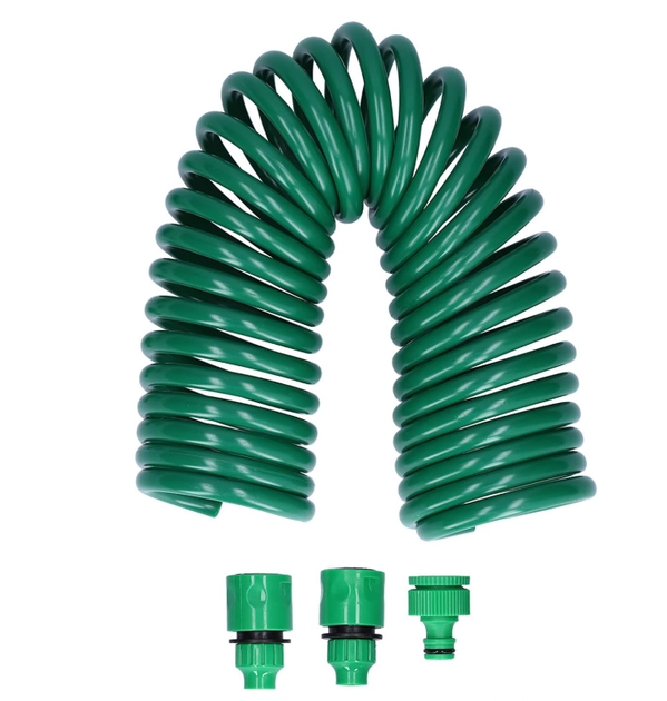 Садовий спіральний шланг 7.5 м Loop Water Hose / Гнучкий складний шланг для поливу з конектором, пластиковий водяний шланг - Фото 1 Садовий спіральний шланг 7.5 м Loop Water Hose / Гнучкий складний шланг для поливу з конектором, пластиковий водяний шланг - зображення 1