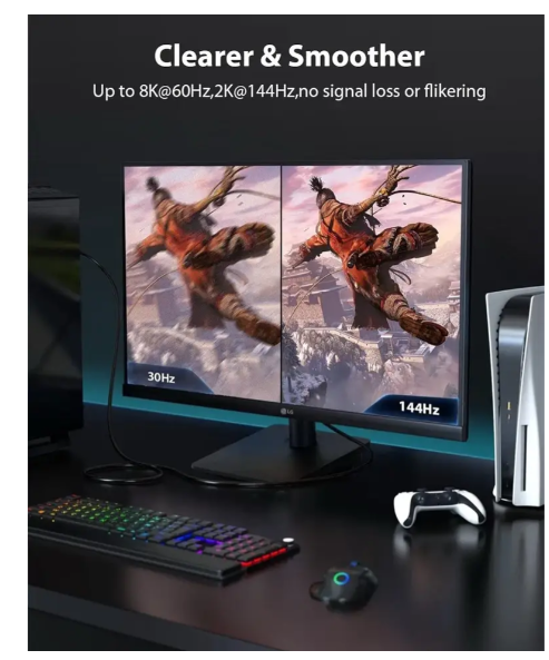 Кабель HDMI 2.1 Stouchi 8K Ultra High Speed CL3 – профессиональный кабель 1 м для PS5, Xbox Series X, Apple TV и 8K мониторов - Фото 5 Кабель HDMI 2.1 Stouchi 8K Ultra High Speed CL3 – профессиональный кабель 1 м для PS5, Xbox Series X, Apple TV и 8K мониторов - изображение 5
