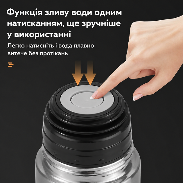 Термос вакуумный из нержавеющей стали 500 мл с кнопкой подачи воды WW-050 серебристый - изображение 6