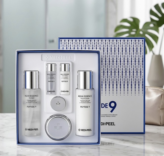 Набір для догляду за шкірою з пептидами MEDIPEEL Peptide 9 Premium Skincare Set (8809409345116) - Фото 2 Набір для догляду за шкірою з пептидами MEDIPEEL Peptide 9 Premium Skincare Set (8809409345116) - зображення 2