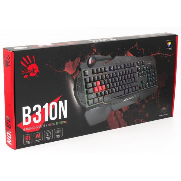 Клавиатура игровая Bloody B310N мембранная 104 клавиши USB RGB Black - изображение 7