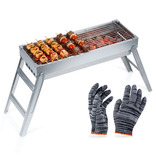 Grill węglowy Vilde 489386 składany przenośny stalowy 73 x 21 x 37 cm (5900670121379) - obraz 4