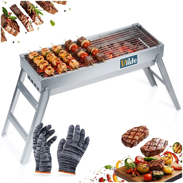 Grill węglowy Vilde 489386 składany przenośny stalowy 73 x 21 x 37 cm (5900670121379) - obraz 8