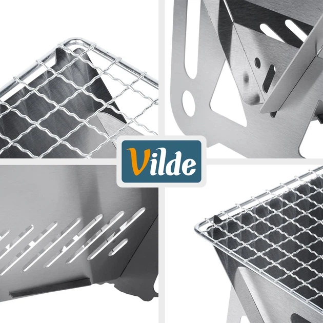 Grill węglowy Vilde 489384 składany stalowy 40 x 24 x 17 cm (5900670121355) - obraz 6