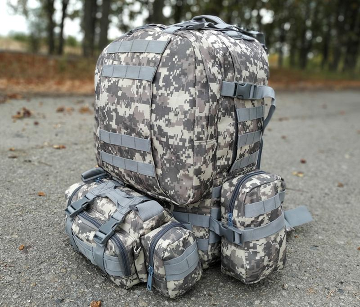 Рюкзак тактичний військовий штурмовий с подсумками и системой MOLLE 55л армейский мужской Sand - изображение 4