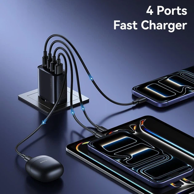 Сетевое зарядное устройство Usams T70 2хUSB-A + 2хUSB-С 40W Black (CC330TC01) [164376] - изображение 7