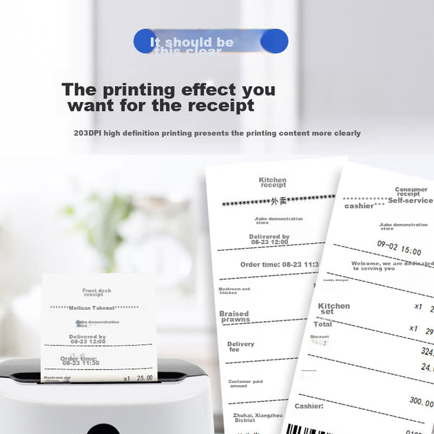 Термопринтер чеков Gprinter GP-58MBIII+, версия 58 мм с USB, принтер для печати чеков JINGDONG Takeout Meituan Eleme Delivery Printer POS Cashier Receipt Machine - изображение 5