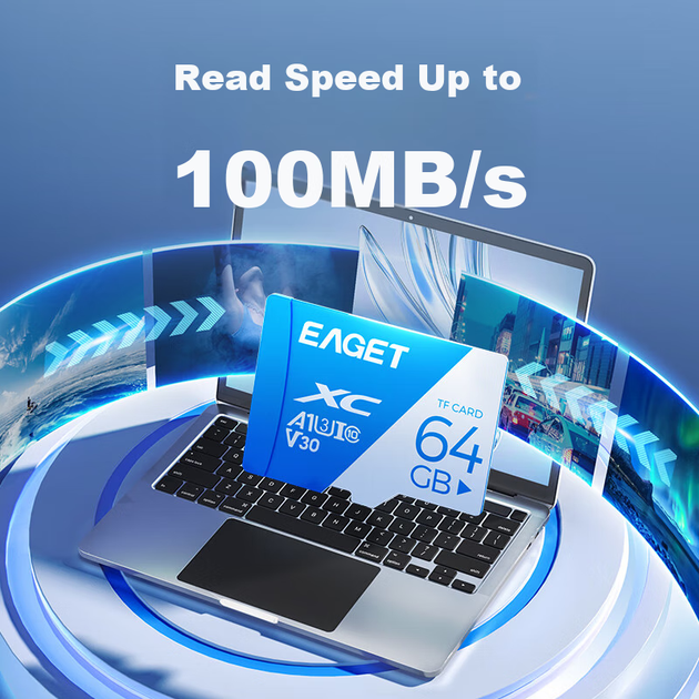 Карта памяти EAGET microSDXC 64GB UHS-I U3 V30 - Фото 4 Карта памяти EAGET microSDXC 64GB UHS-I U3 V30 - изображение 4