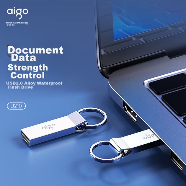Флеш-накопичувач Aigo 64 ГБ USB 2.0, металевий флеш-накопичувач U210, USB-накопичувач для комп'ютера та офісу - зображення 4