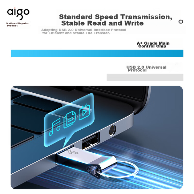 Флеш-накопичувач Aigo 64 ГБ USB 2.0, металевий флеш-накопичувач U210, USB-накопичувач для комп'ютера та офісу - зображення 8