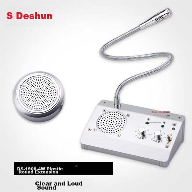 Двусторонняя домофонная система Deshun DS-1908 для окон, круглый микрофон-спикерфон с усилителем для банковских прилавков, больничных стоек, вокзалов и почтовых отделений. - Фото 5 Двусторонняя домофонная система Deshun DS-1908 для окон, круглый микрофон-спикерфон с усилителем для банковских прилавков, больничных стоек, вокзалов и почтовых отделений. - изображение 5
