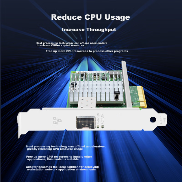 Сетевая карта EB-LINK на базе чипа Intel 82599, PCI-E X8 10G Gigabit с одним портом оптоволоконной связи, сетевой адаптер X520-DA1 SFP+ с оптическим портом для сервера. - изображение 8