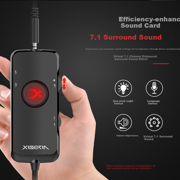 Звуковая карта XIBERIA U2 USB 7.1 внешняя игровая, черная - изображение 8