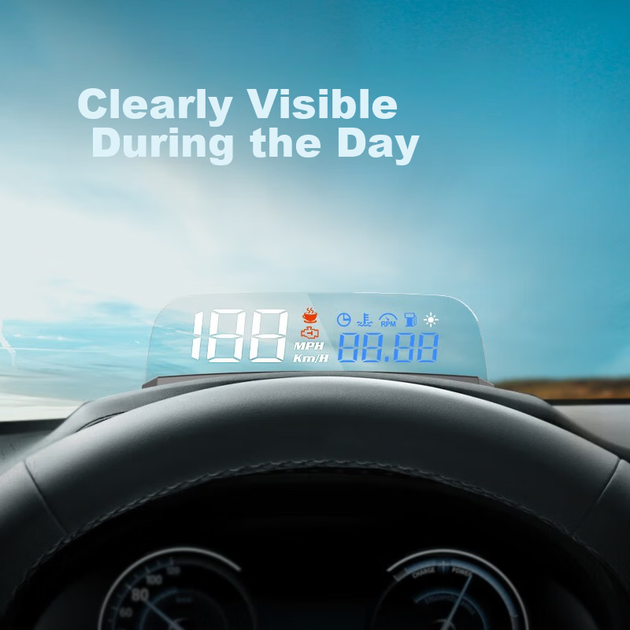Zianpingxian (ActiSafety) H400S синьо-білий проекційний дисплей HUD, вбудований бортовий комп'ютер керування OBD, плаваючий дисплей - зображення 8