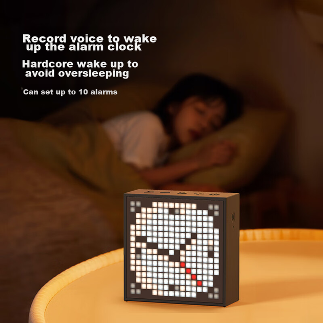 Беспроводная колонка Divoom Dot Sound EVO, пиксельное украшение для рабочего стола, мини-будильник с текстом песен, небольшая игровая компьютерная колонка, домашний сабвуфер, настольный аксессуар в стиле Tech, креативный подарок на день рождения для меня. - изображение 8
