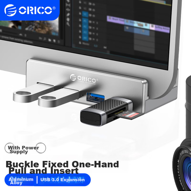 USB-хаб ORICO MH4PU-P 3.0 алюмінієвий, для настільних ПК та ноутбуків - зображення 2