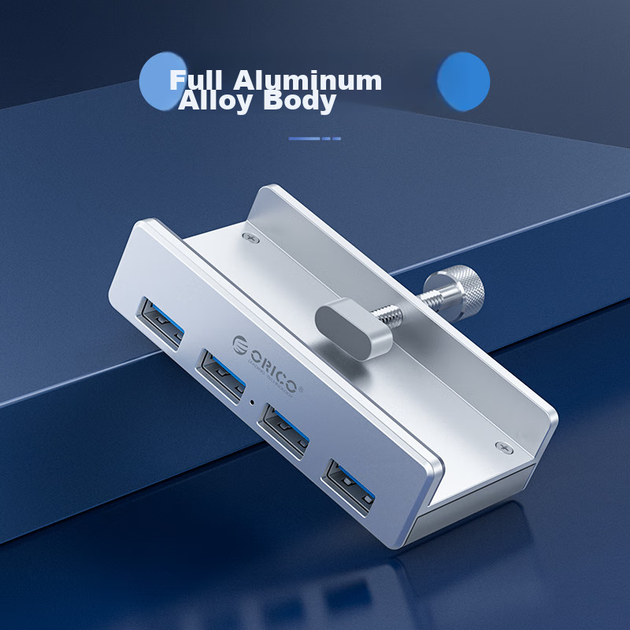 USB-хаб ORICO MH4PU-P 3.0 алюмінієвий, для настільних ПК та ноутбуків - зображення 9