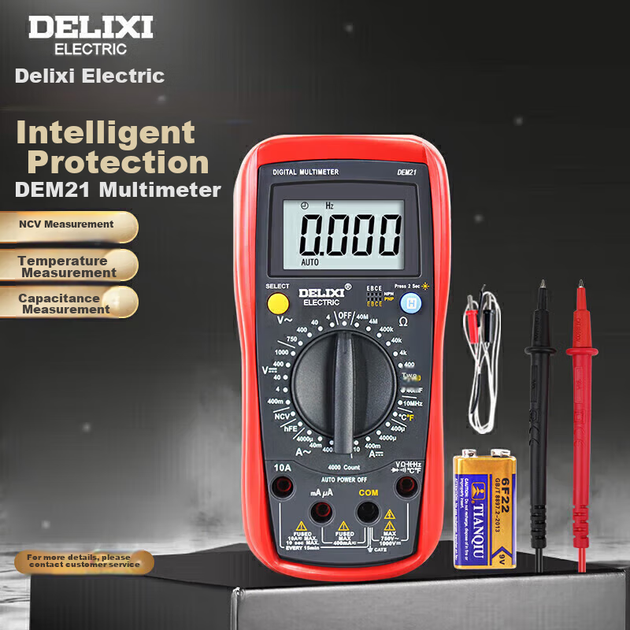 Цифровой мультиметр DELIXI ELECTRIC, высокоточный термометр с защитой от перегрева, мультиметр, амперметр для домашнего использования, DEM21 - изображение 5
