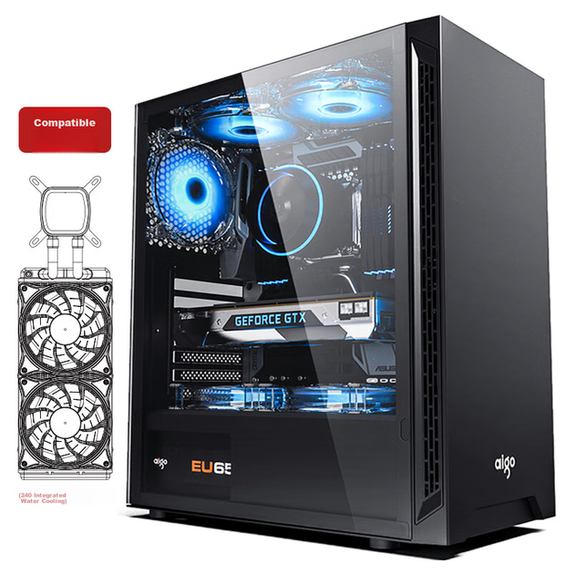 Корпус Aigo A15 черный для плат ATX с USB 3.0, боковым окном и поддержкой СЖО 240 мм - изображение 6