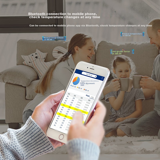 Інфрачервоний електронний термометр CEM (CEM) DT-8806 для немовлят, дітей та людей похилого віку, термометр для вимірювання температури на лобі, Bluetooth-версія - изображение 5