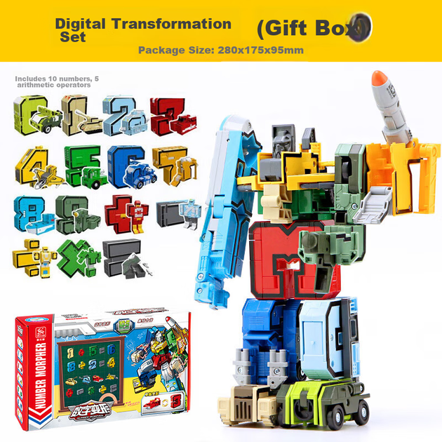 Цифрова іграшка-трансформер XINLEXIN, навчальні блоки для дітей віком від 3 років, 10 цифр + 5 символів - зображення 5