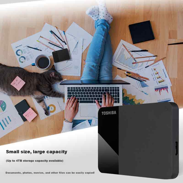 Зовнішній жорсткий диск TOSHIBA 2 ТБ, механічний, готовий до використання, серія B3, USB 3.2 Gen 1, бізнес, чорний, сумісний з Mac, стабільний, довговічний, високошвидкісний, для передачі даних - изображение 3