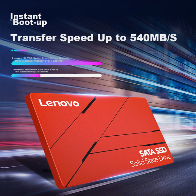 Твердотельный накопитель Lenovo 256 ГБ SATA3.0 SL700 Red Flash Shark Series, совместимый с настольными компьютерами и ноутбуками. - изображение 6