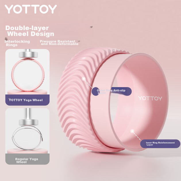 Йога-колесо Yottoy для раскрытия спины, оборудование для йоги, йога-колесо для начинающих, корректор осанки, волшебное кольцо, пилатес-круг - изображение 8
