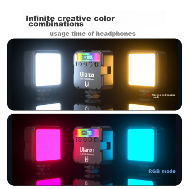 Штатив Ulanzi VL49RGB с магнитным полноцветным заполняющим светом, зажим для телефона, мягкий свет, фонарик для прямых трансляций, подсветка для фотосъемки, подсветка для волос, освещение. - изображение 9