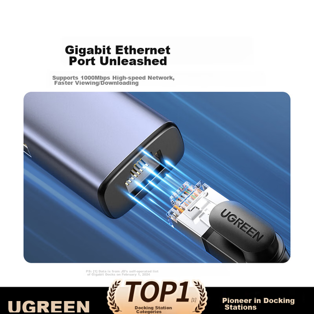 Адаптер-разветвитель UGREEN USB 3.0 на гигабитный Ethernet-порт, сетевой кабель-конвертер для ноутбука, подходит для ноутбуков и настольных компьютеров с разъемом RJ45. - Фото 4 Адаптер-разветвитель UGREEN USB 3.0 на гигабитный Ethernet-порт, сетевой кабель-конвертер для ноутбука, подходит для ноутбуков и настольных компьютеров с разъемом RJ45. - изображение 4
