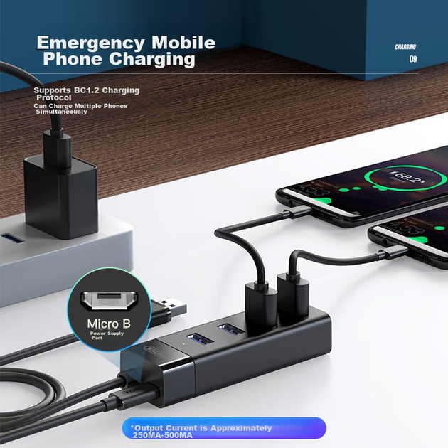 Кабель-удлинитель для USB 3.0-концентратора UNITEK, высокоскоростной 4-портовый разветвитель, док-станция расширения USB с одним портом на несколько портов, конвертер USB-кабеля для ноутбука Y-3098BBK - изображение 8