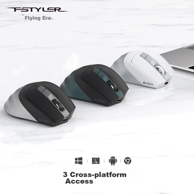 Миша A4Tech FB35CS Wireless/Bluetooth Silver - Фото 3 Миша A4Tech FB35CS Wireless/Bluetooth Silver - зображення 3