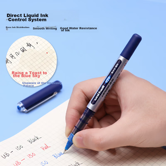 Гелевая ручка Uni Mitsubishi Uni-Ball EYE UB-150, 0.5 мм, синяя, 10 шт - Фото 5 Гелевая ручка Uni Mitsubishi Uni-Ball EYE UB-150, 0.5 мм, синяя, 10 шт - изображение 5