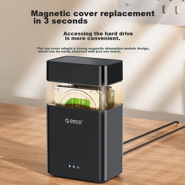 Корпус для жорсткого диска ORICO, 3,5-дюймовий, багатовідсіковий, USB 3.0 SATA, зовнішній портативний корпус для зберігання даних, двовідсіковий DS200U3 - зображення 4