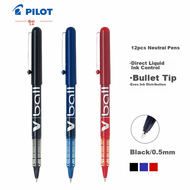 Ручка кулькова PILOT BL-VB5, гелева, чорна, 0.5 мм, 12 шт - зображення 10