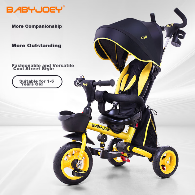 Детский трехколесный велосипед BABYJOEY British, модель TT56S, молниеносно-желтый, для детей от 1 до 5 лет. - зображення 4