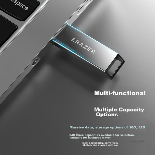 Флеш-накопитель Lenovo Ecosystem Brand Yinengzhe 16 ГБ USB 2.0, высокоскоростной, цвет «оружейная сталь», мини-USB-накопитель для автомобиля и офиса, металлический корпус. - изображение 6