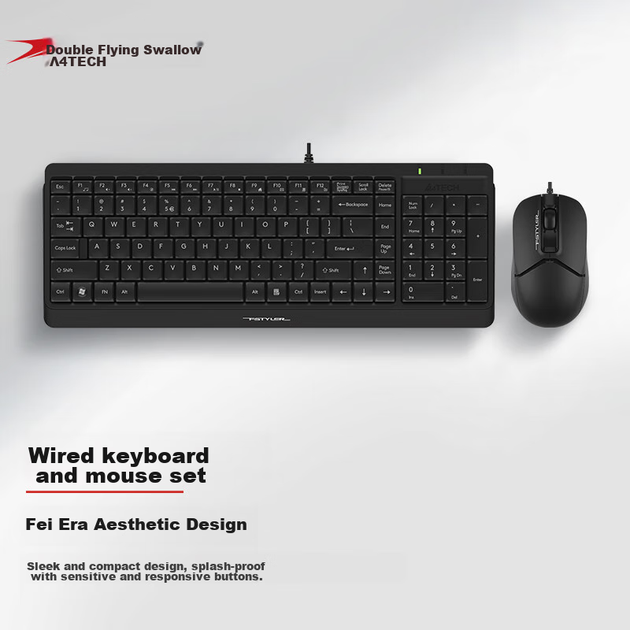 Комплект дротовий A4Tech Fstyler F1512 USB Black - зображення 5