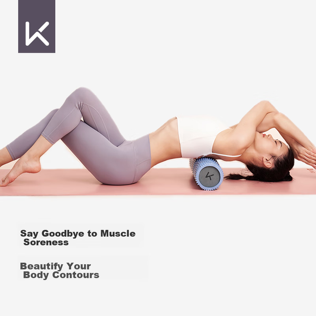 Роликовий масажер для ніг Keep Foam Roller, масажна паличка з шипами, роликова колонка для йоги для чоловіків та жінок, класичний рожево-пісочний колір - изображение 5
