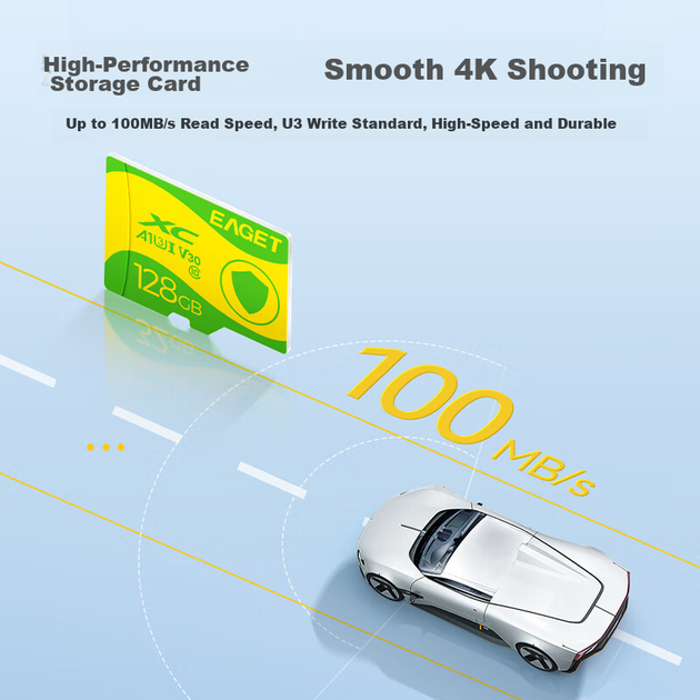 Карта пам'яті EAGET microSDXC 128GB Class 10 UHS-I U3 V30 A1 (T1) - зображення 4