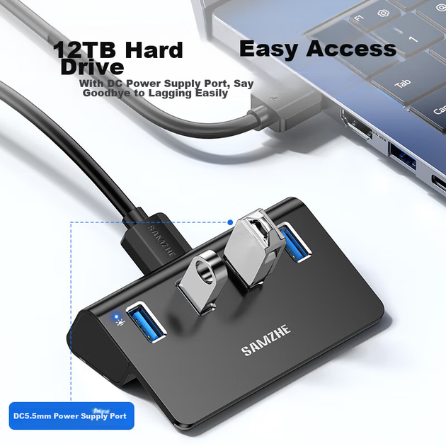 SAMZHE USB-хаб 3.0, високошвидкісний розширювальний хаб-док, адаптер для ноутбука Apple One-To-To, подовжувач, повністю алюмінієвий JXQ-H04 - изображение 2