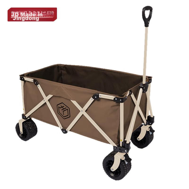 JD Original Compact Tank Wheel Outdoor Camping Cart Folding Trolley Campsite Car Picnic Stalls Double Brake Deteachable Wheels Dark Brow - изображение 8