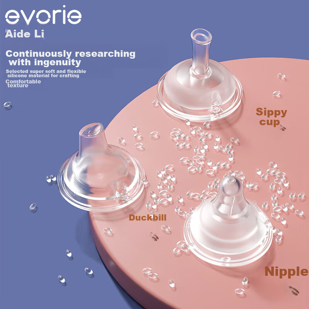 Бутылочка для кормления Evorie Love Bell Gravity Ball 300 мл с тремя сменными насадками синяя - изображение 7