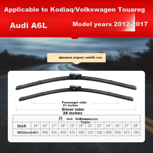Бесшовная щетка стеклоочистителя Ouji для Audi A6L [модели 2012-2018], оригинальная заводская щетка, высококачественная резиновая полоса. - изображение 4