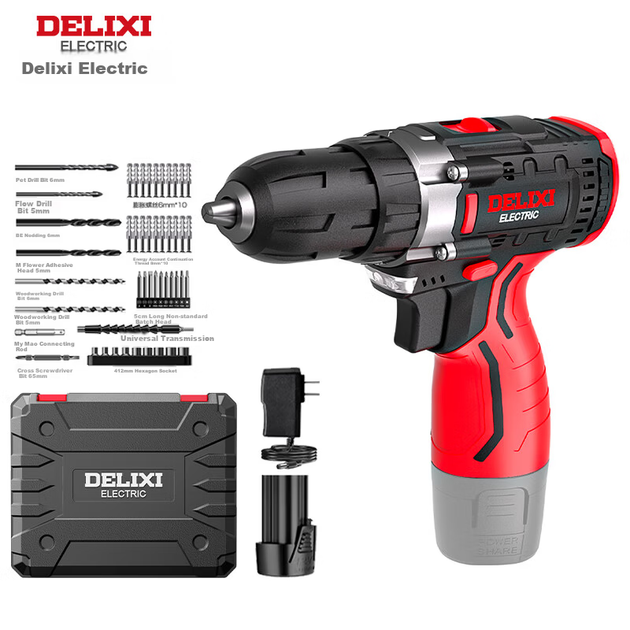 DELIXI ELECTRIC 12V Бездротова літієва електрична викрутка-дриль Побутова акумуляторна викрутка Ремонтний інструмент для складання - изображение 4