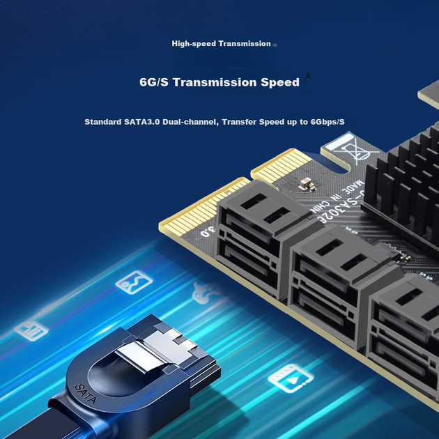 Плата расширения EB-LINK PCI-E X4 to SATA 3.0 6 портов адаптер SSD - изображение 6
