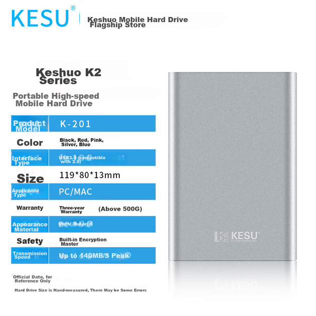Диск жорсткий KESU K201 портативний 1 ТБ, USB 3.0, 2.5", срібляcтий - зображення 7