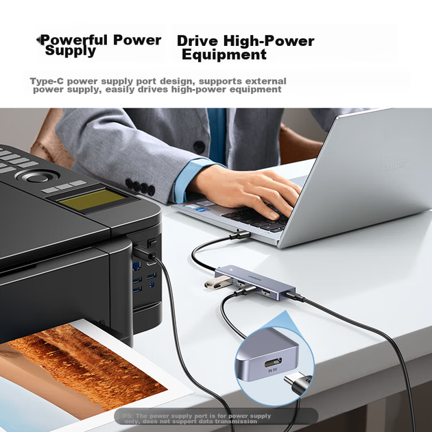 USB-концентратор UGREEN 3.0, высокоскоростной 4-портовый расширитель портов, многопортовый адаптер-конвертер для ноутбуков и настольных компьютеров. - изображение 6